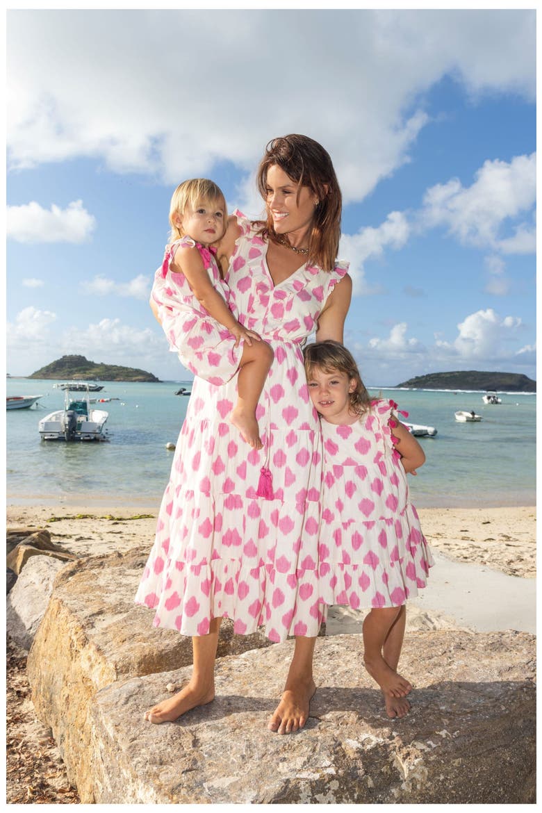 Giselle Women's Maxi Dress White Pink Ikat, Alternate, color, Pink