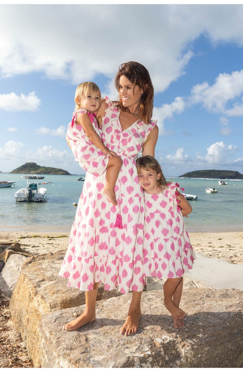 Mer St. Barth Giselle Women's Maxi Dress White Pink Ikat, Alternate, color, Pink