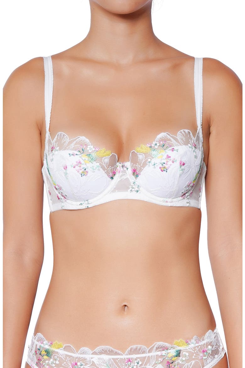 Winter Romance Underwire Padded Balconette Bra, Main, color, FLORAL WHITE