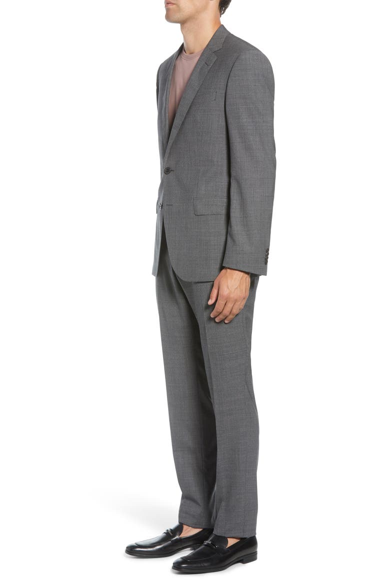 Huge/Genius Trim Fit Houndstooth Wool Suit, Alternate, color, MEDIUM GREY