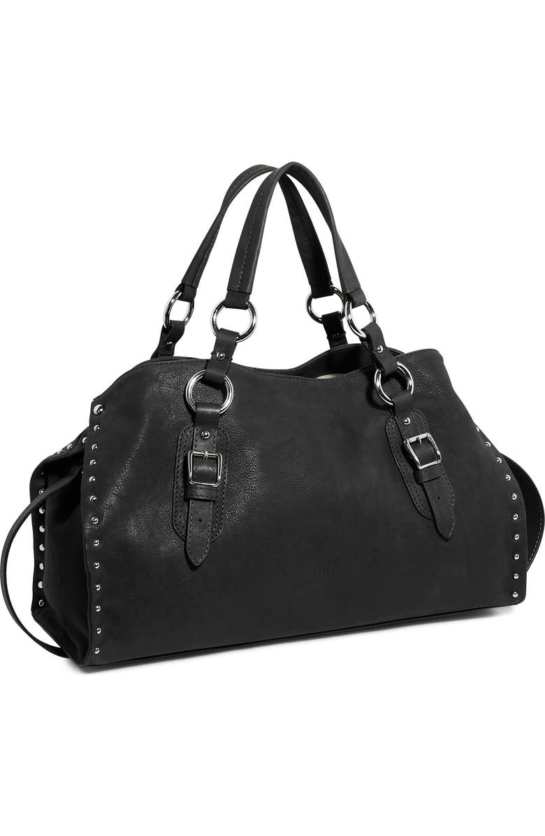 AIMEE Large Rodeo Leather Satchel, Alternate, color, Black