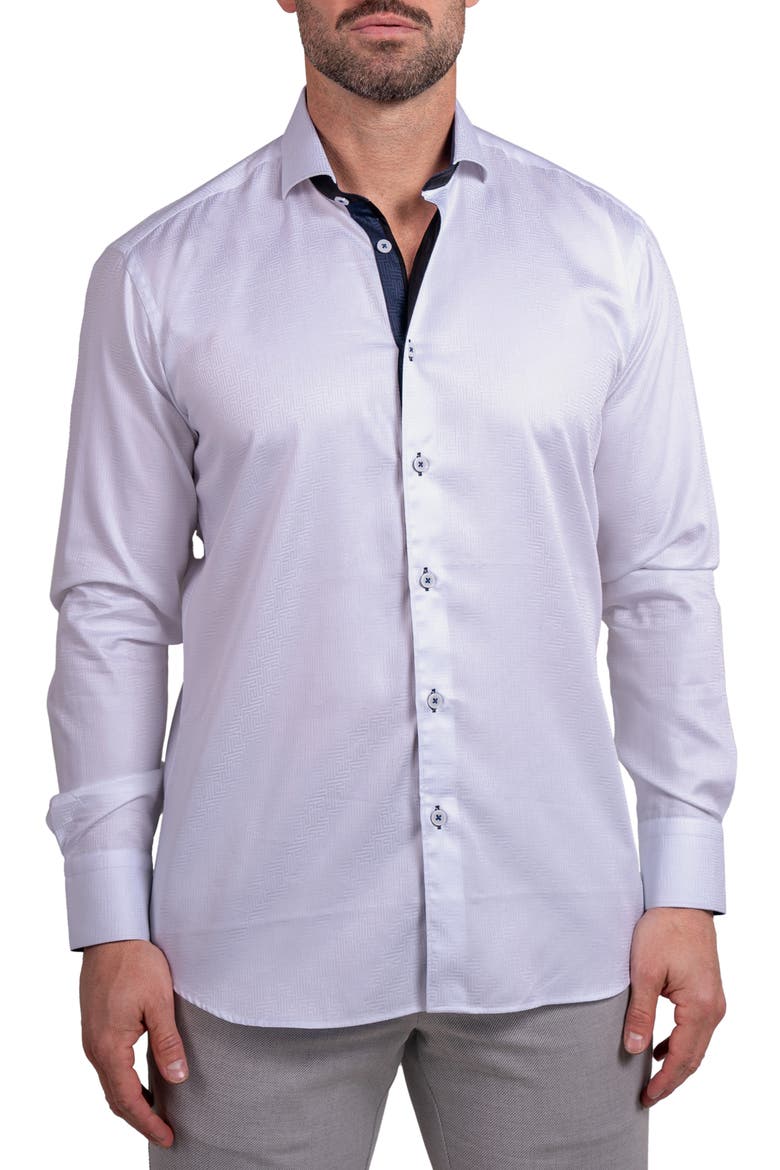 Einstein Ascension Contemporary Fit Button-Up Shirt, Main, color, WHITE