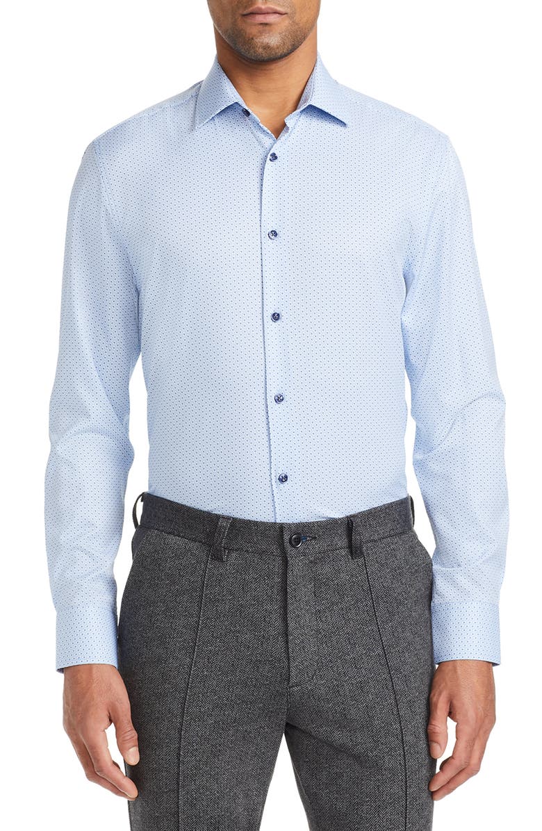 Brooklyn Brigade Slim Fit Geo Print Four Way Stretch Cool Temp Dress Shirt, Main, color, 