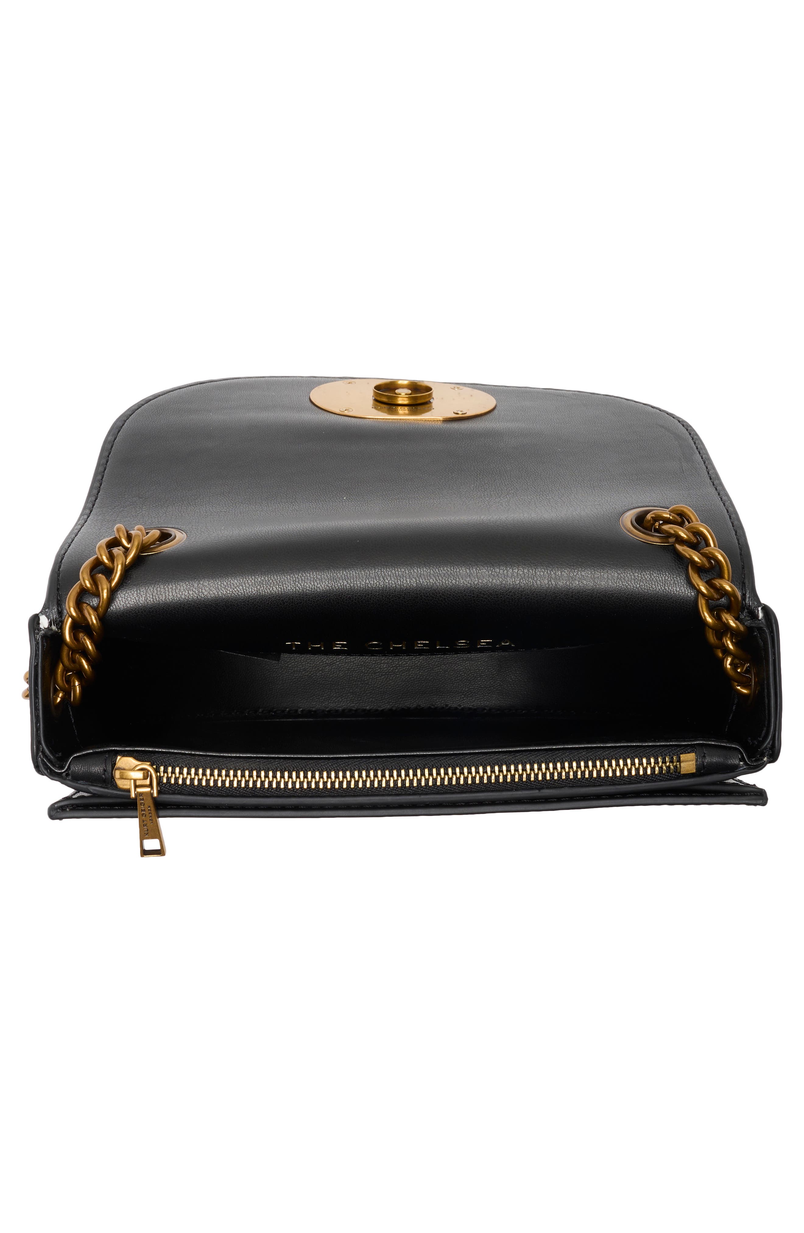 Kurt Geiger London Chelsea Genuine Leather Saddle Bag, Alternate, color, Black