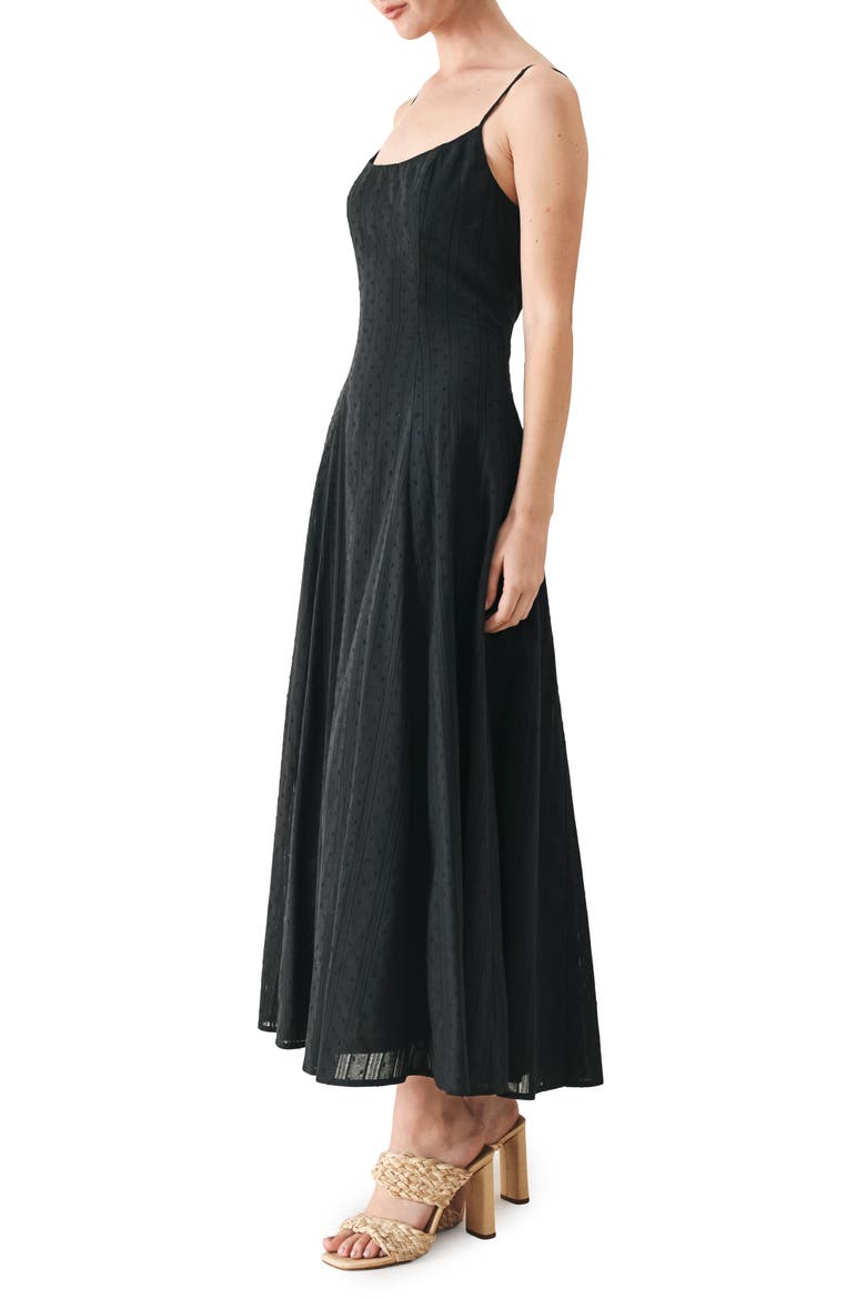 Sleeveless Cotton Midi Dress, Alternate, color, BLACK