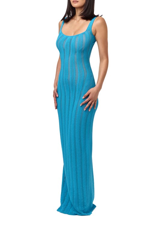 Naked Wardrobe Open Back Sheer Maxi Dress In Blue
