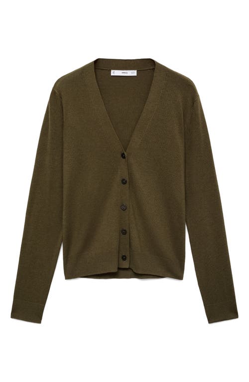 Mango V-neck Knit Cardigan In Green