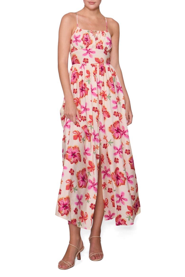 Floral Print Sleeveless Maxi Dress, Main, color, IVORY MULTI