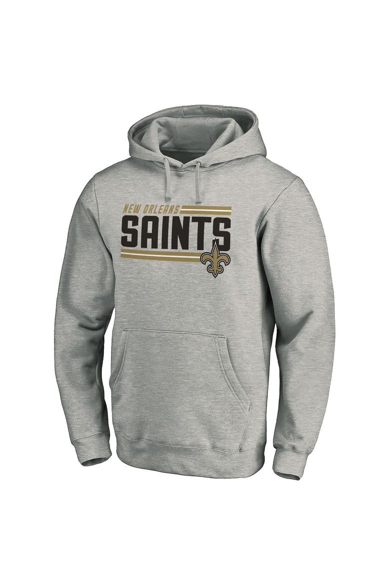 Men's Fanatics Branded Heathered Charcoal New Orleans Saints Big & Tall On Side Stripe Pullover Hoodie, Alternate, color, Heather Gray