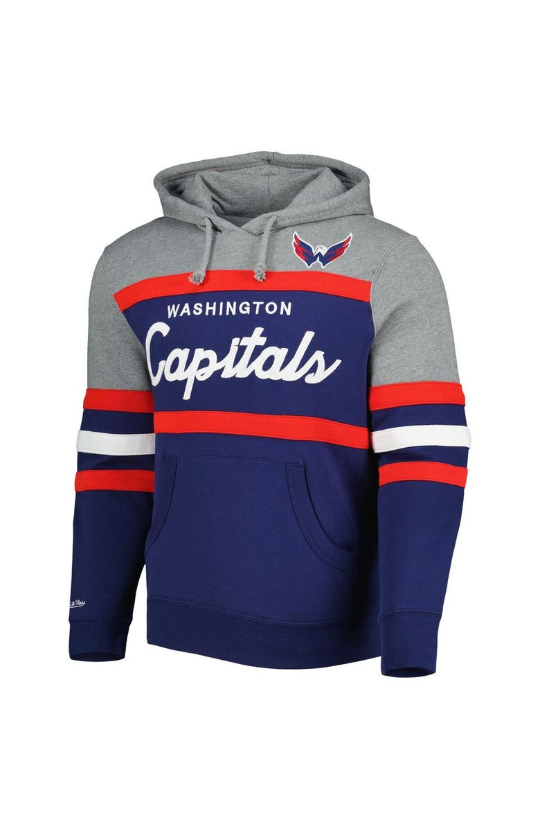 Mitchell & Ness Men's Mitchell & Ness Navy/Heather Gray Washington Capitals Head Coach Pullover Hoodie, Alternate, color, 