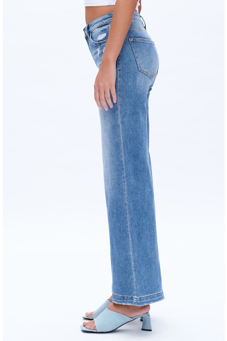 High Waist Distressed Wide Leg Jeans, Alternate, color, MEDIUM BLUE