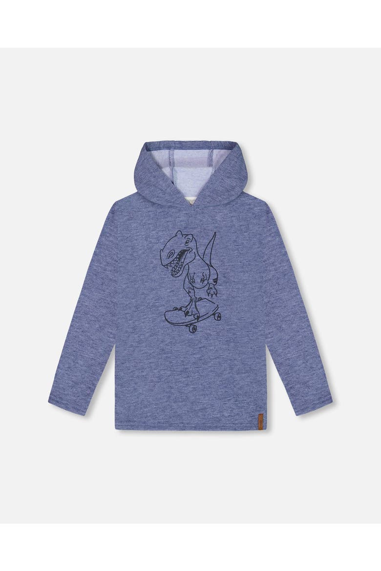Little Boy's Super Soft Brushed Hooded T-Shirt With Print Blue, Main, color, Peacoat