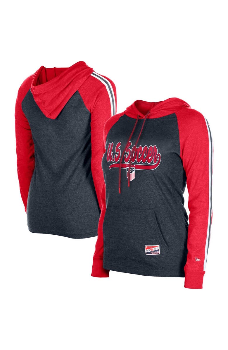 5TH AND OCEAN BY NEW ERA Women's 5th & Ocean by New Era Navy USWNT Throwback Pullover Hoodie, Main, color, 