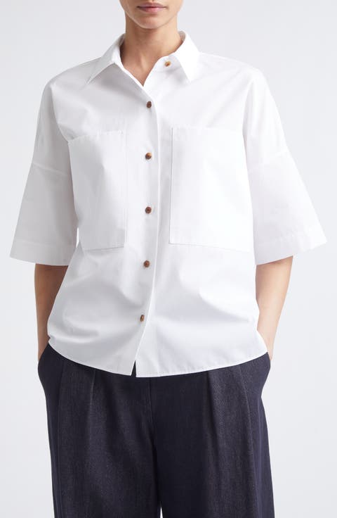 Workwear Organic Cotton Poplin Short Sleeve Button-Up Shirt