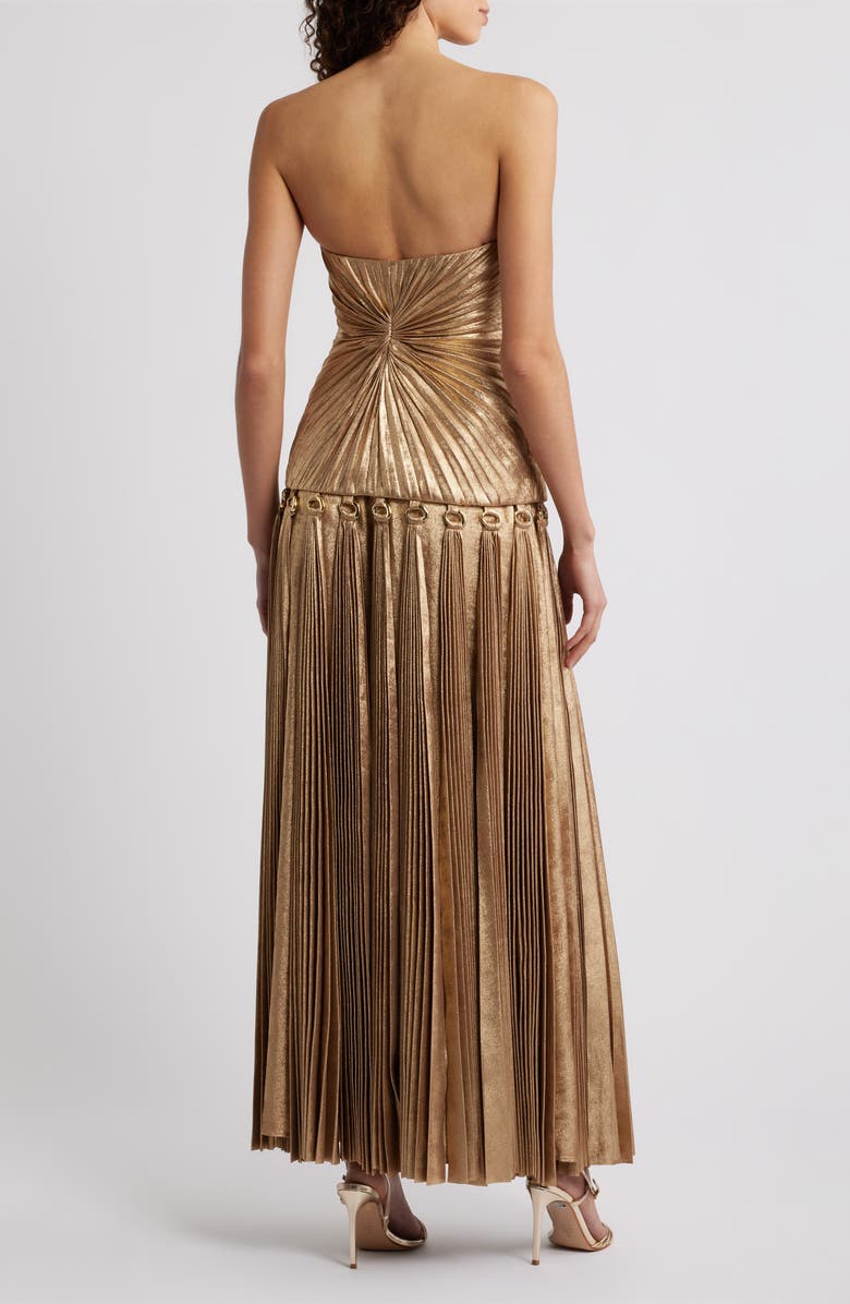 Acler Fintry Metallic Pleated Maxi Dress, Alternate, color, Gold