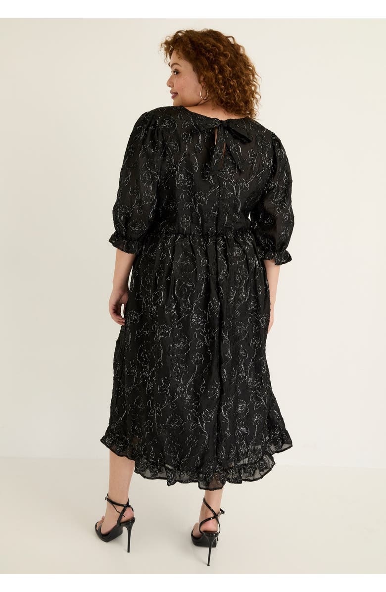 June + Vie Metallic Jacquard Dress, Alternate, color, Black Onyx