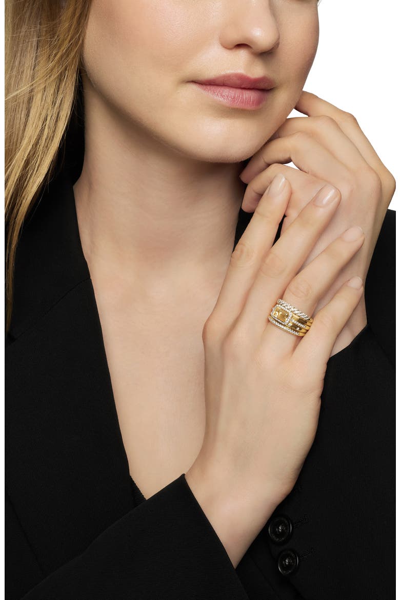 Stax 18k Yellow Gold Statement Ring with Champagne Citrine & Diamonds, Alternate, color, YELLOW GOLD/ CITRINE