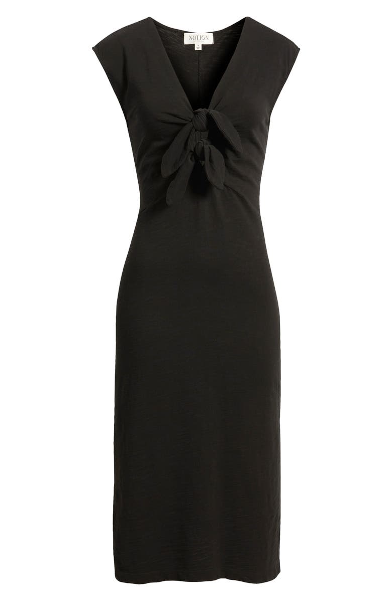 Nation LTD Kalee Tie Neck Midi Dress, Alternate, color, Jet Black