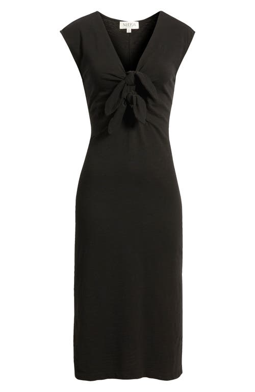 Nation Ltd Kalee Tie Neck Midi Dress In Black