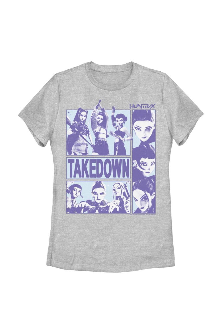 Women's KPop Demon Hunters Takedown Huntrix Logo  Graphic T-Shirt, Main, color, Athletic Heather