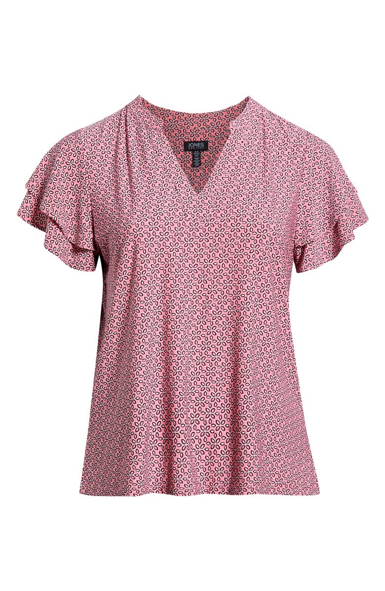 Jones New York Print Flutter Sleeve Top, Main, color, Coral Canyon Mult