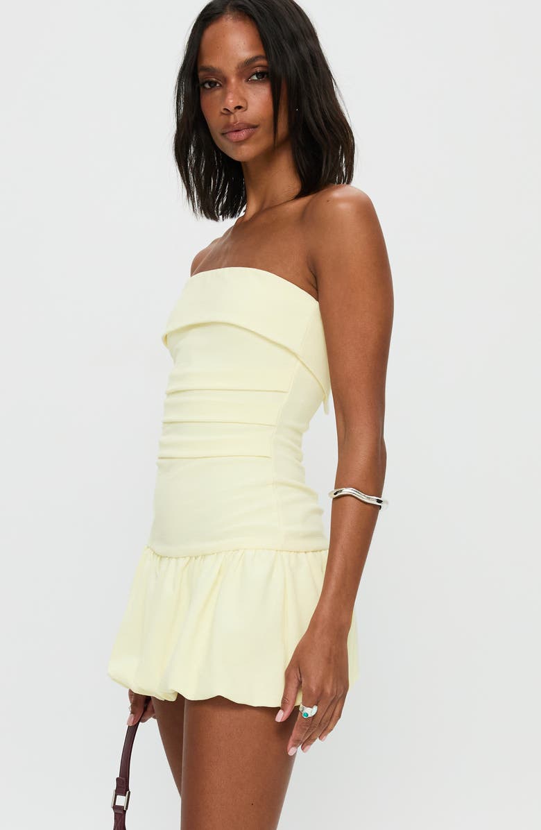 Princess Polly Mousse Strapless Minidress, Alternate, color, Lemon