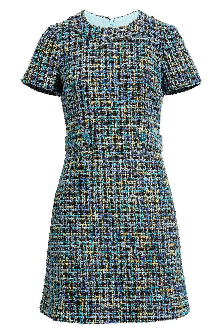 Metallic Tweed Dress, Alternate, color, AZURE BLACK