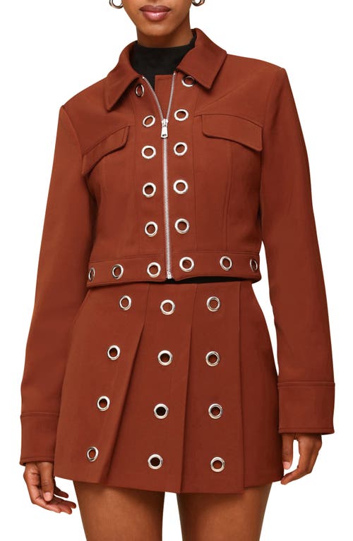 Avec Les Filles Grommet Crop Jacket In Rust