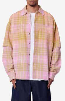 Dip Fade Flannel Button-Up Shirt