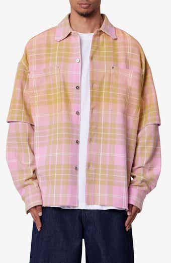 Dip Fade Flannel Button-Up Shirt