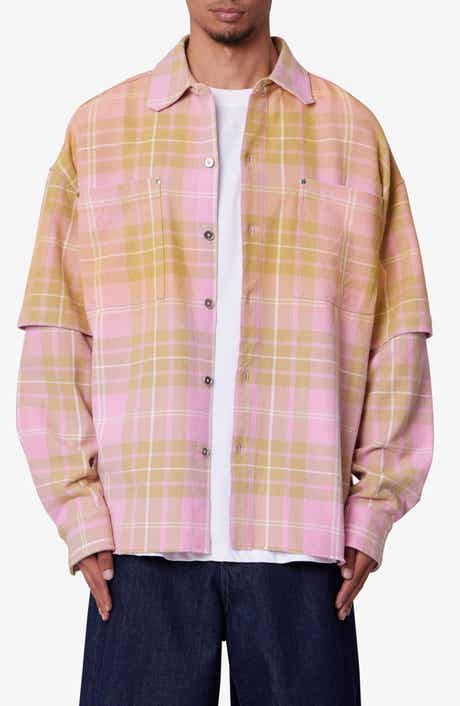 Dip Fade Flannel Button-Up Shirt