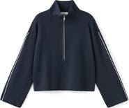MANGO Contrast Stripe Half Zip Sweater