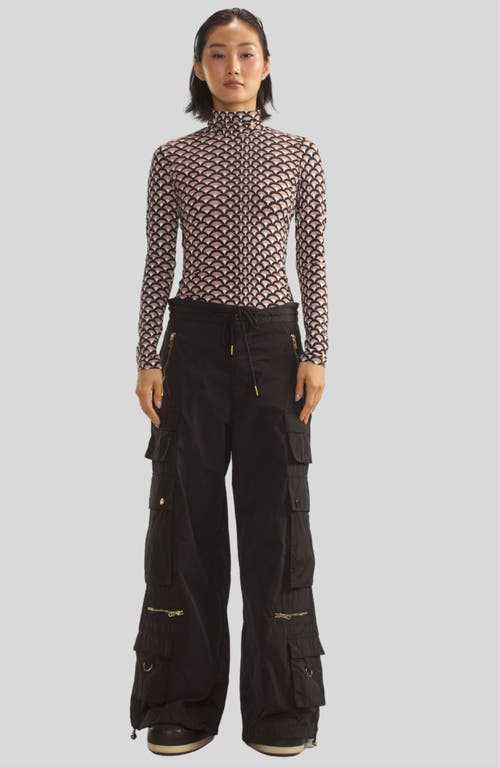 Cynthia Rowley Base Layered Top In Black/camel