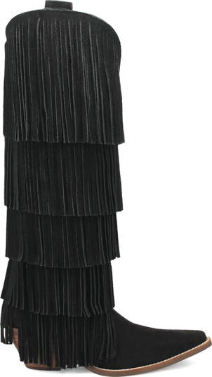 Wild Child Fringe Knee High Western Boot