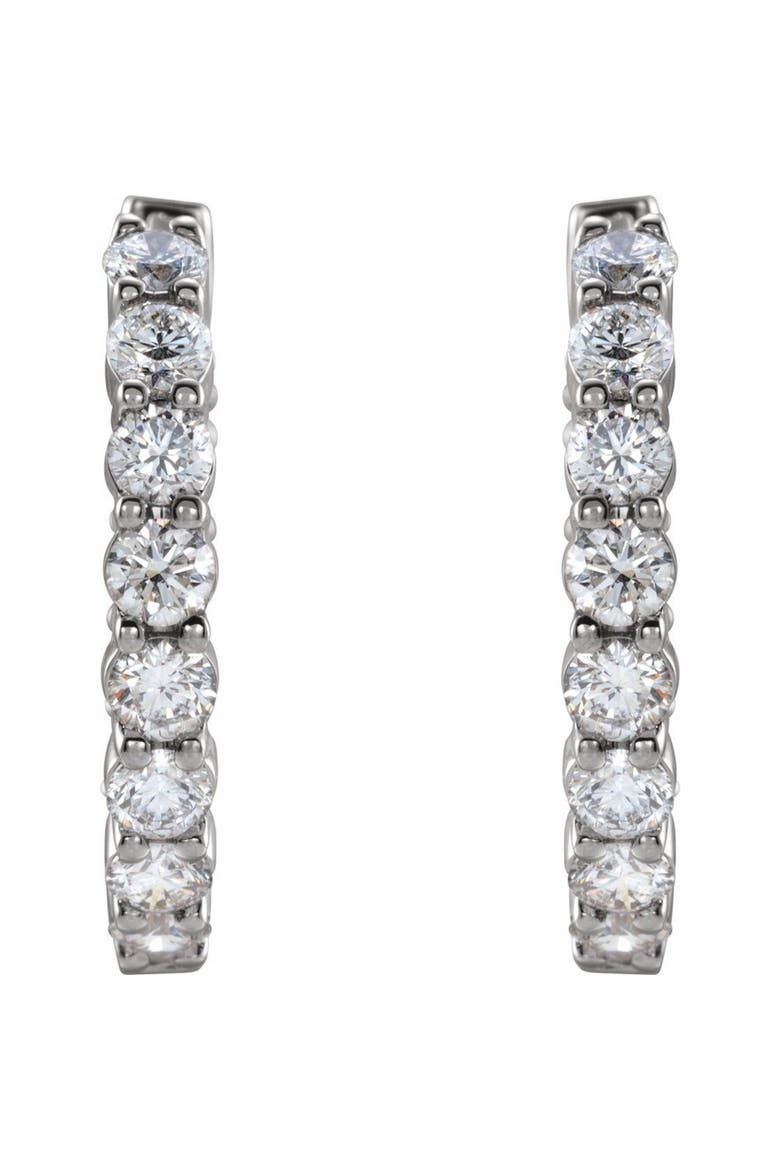 2 CT Lab-Grown Diamond Hoop Earrings in 14K Gold, Alternate, color, White