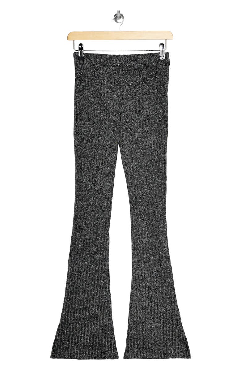 Topshop Glitter Rib Flare Trousers, Alternate, color, 