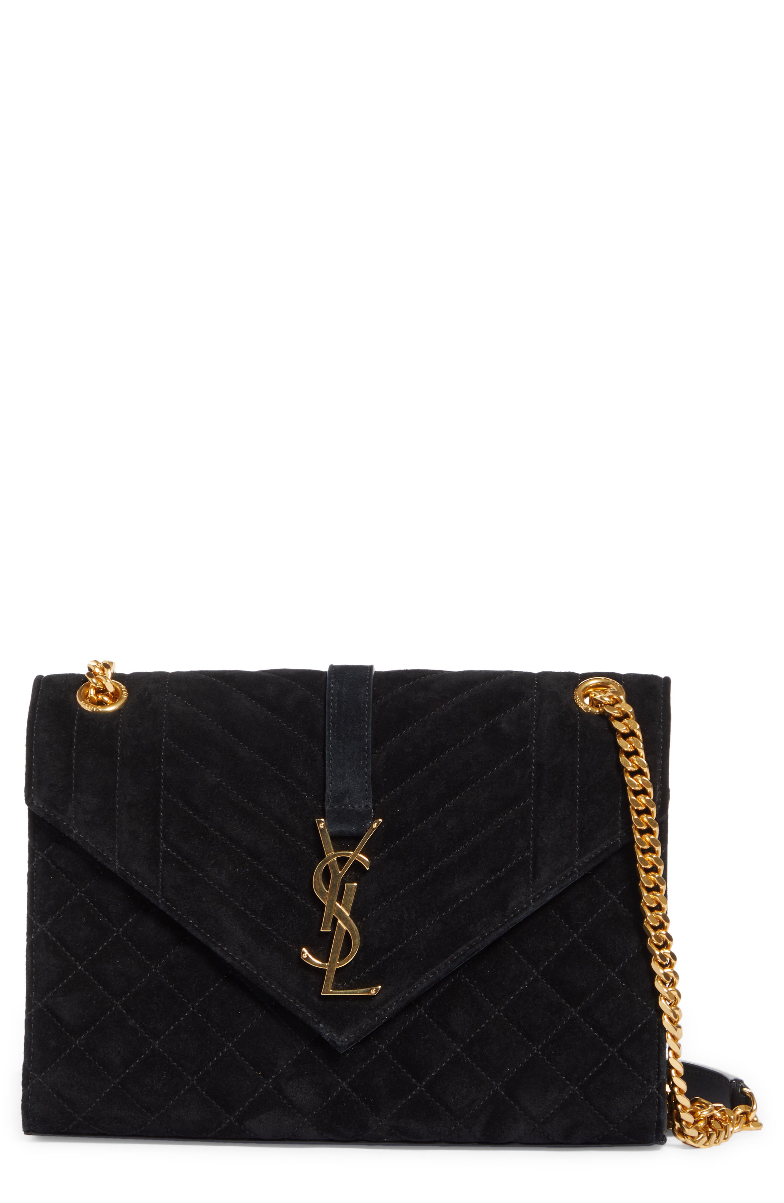 Saint Laurent Medium Cassandra Suede Envelope Bag, Main, color, 