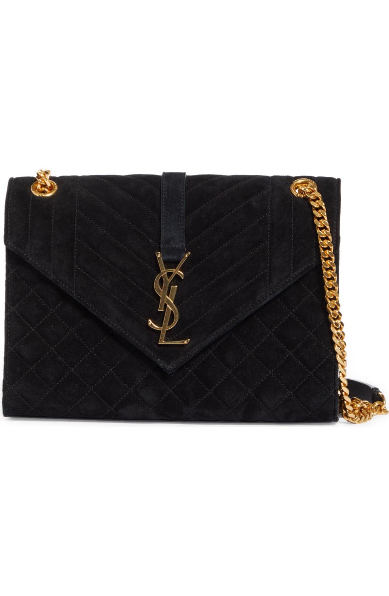 Saint Laurent Medium Cassandra Suede Envelope Bag, Main, color,