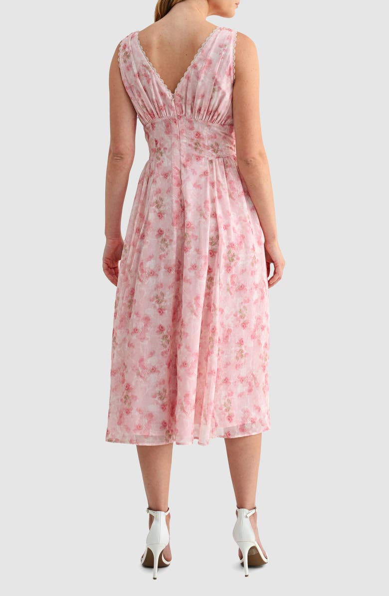 Mila Mae Floral Sleeveless Fit & Flare Chiffon Midi Dress, Alternate, color, Pink Floral