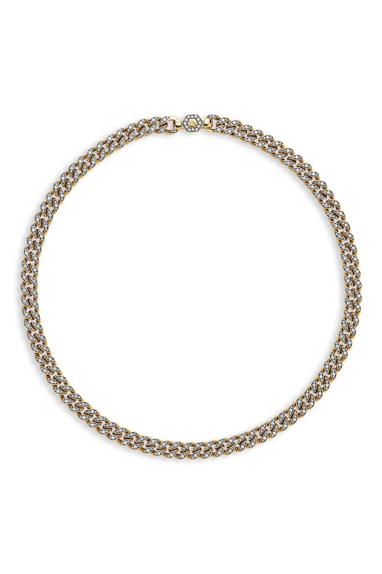 Women's Pavé Diamond Curb Chain Necklace, Alternate, color, GOLD/ DIAMOND