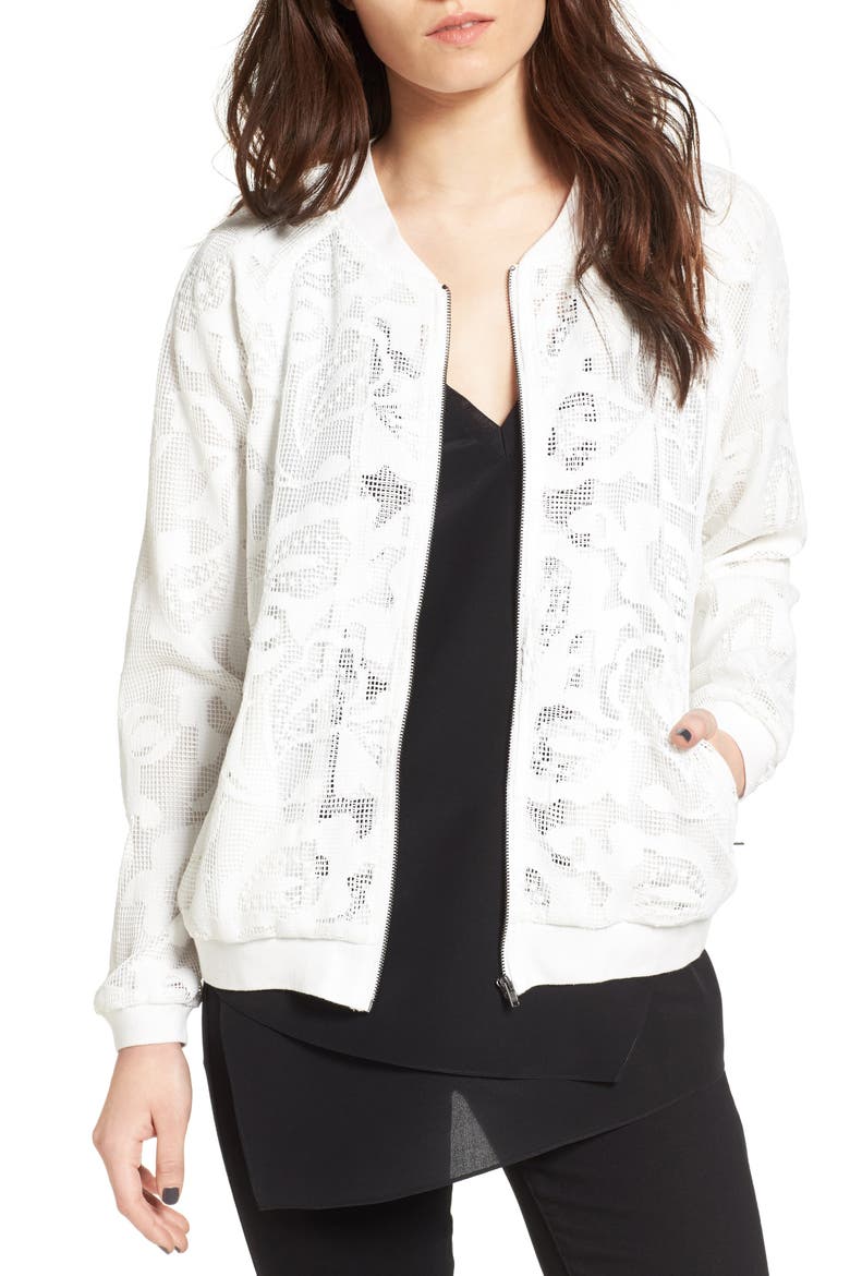 Lace Bomber Jacket, Main, color, IVORY
