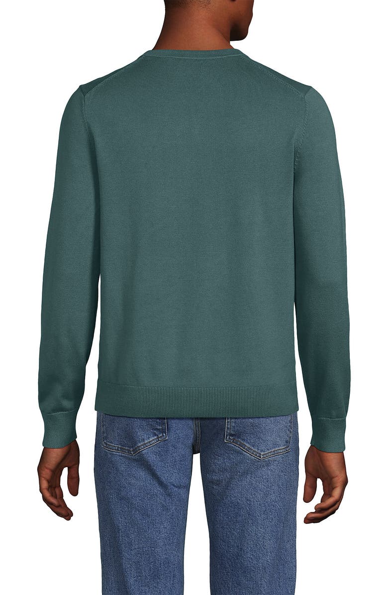 Lands' End Fine Gauge Cotton V Neck Sweater, Alternate, color, Tourmaline