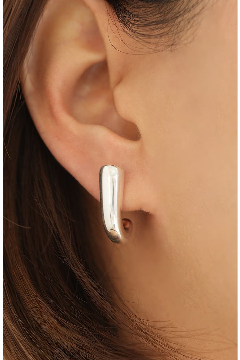 J-Hoop Earrings, Alternate, color, SILVER