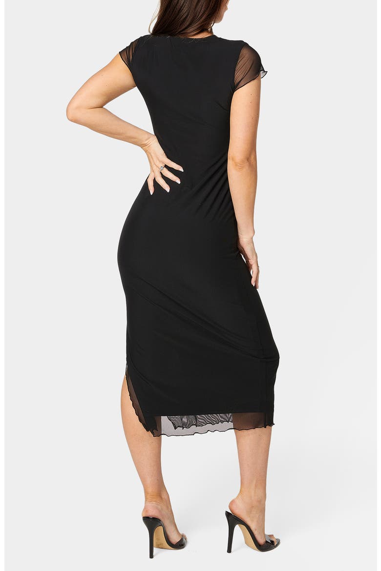 Powermesh Midi T-Shirt Dress, Alternate, color, BLACK