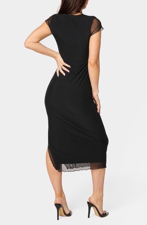 Bebe Powermesh Midi T-shirt Dress In Black