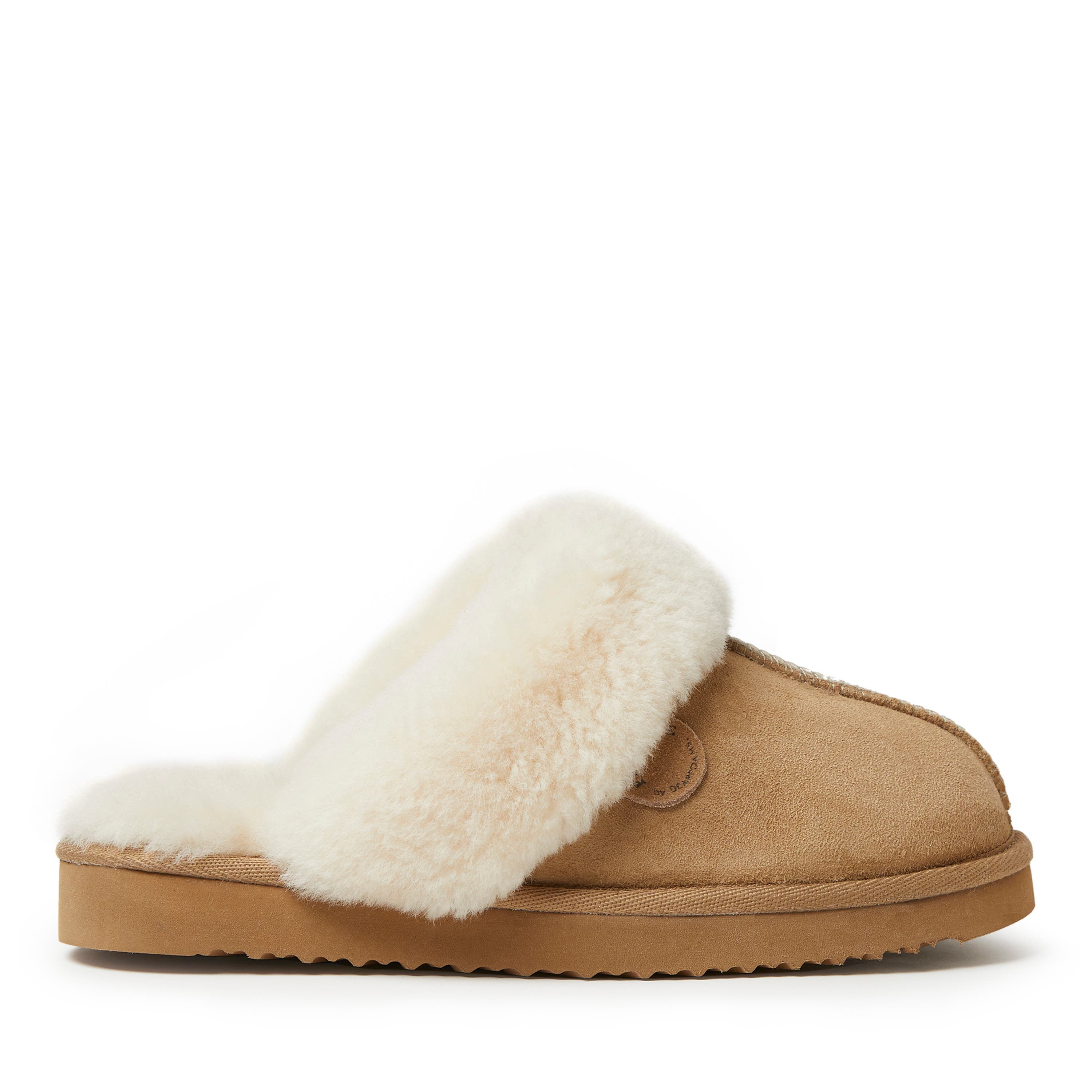 DEARFOAMS Fireside Sydney Genuine Shearling Scuff Slipper, Alternate, color, Driftwood