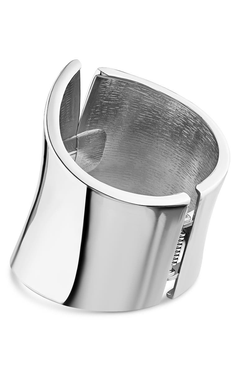 JARDIN Wide Hinged Asymmetric Cuff Bracelet, Alternate, color, Silver