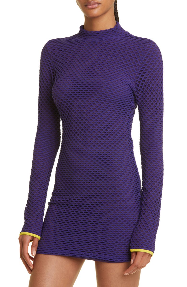 Sammy B Mock Neck Long Sleeve Mesh Body-Con Dress, Alternate, color,