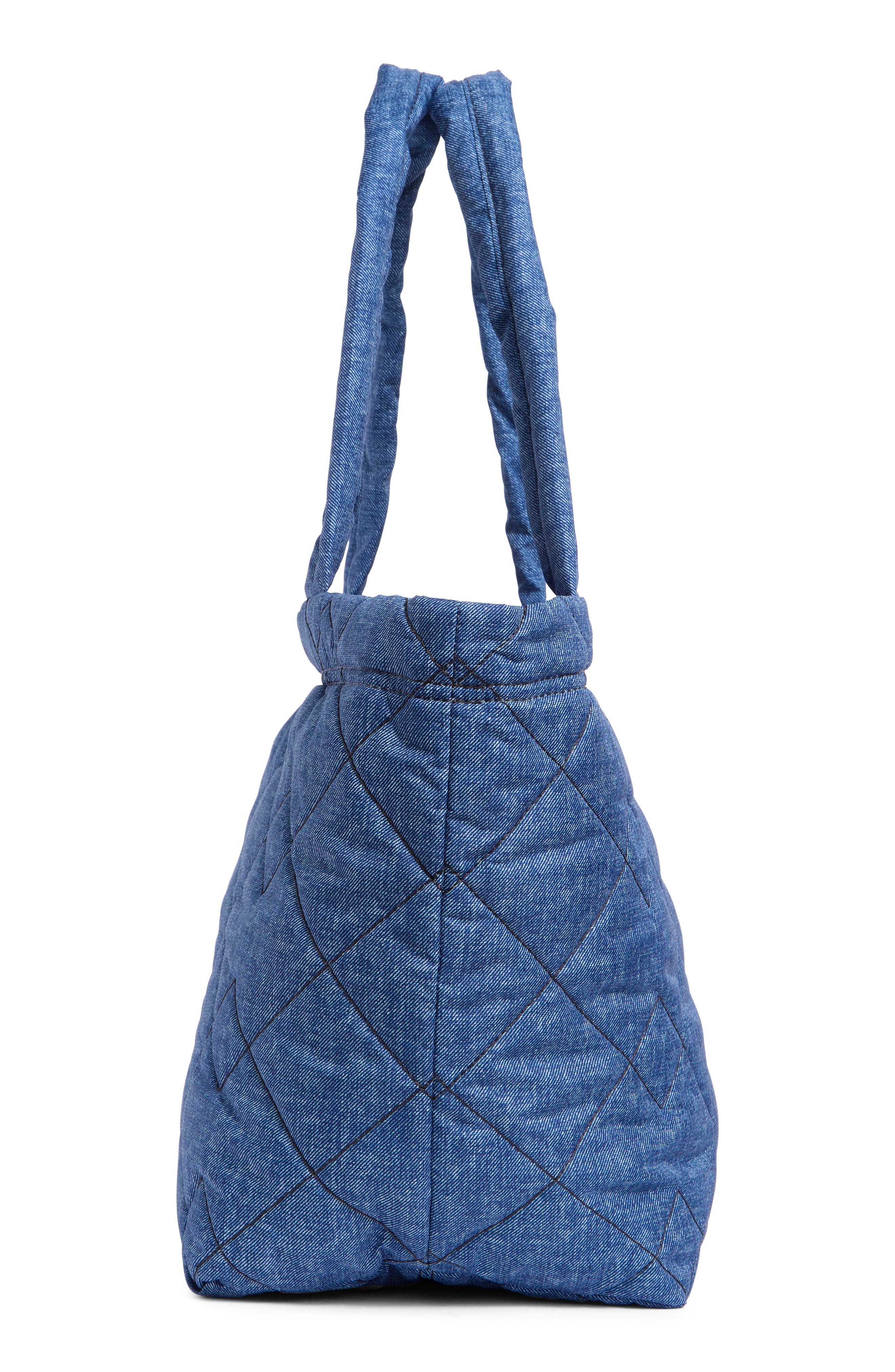 Marc Jacobs Medium Quilted Denim Effect Nylon Tote, Alternate, color, Denim Blue
