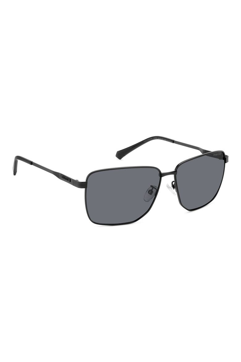 62mm Polarized Oversize Square Sunglasses, Alternate, color, BLACK/ GRAY POLAR